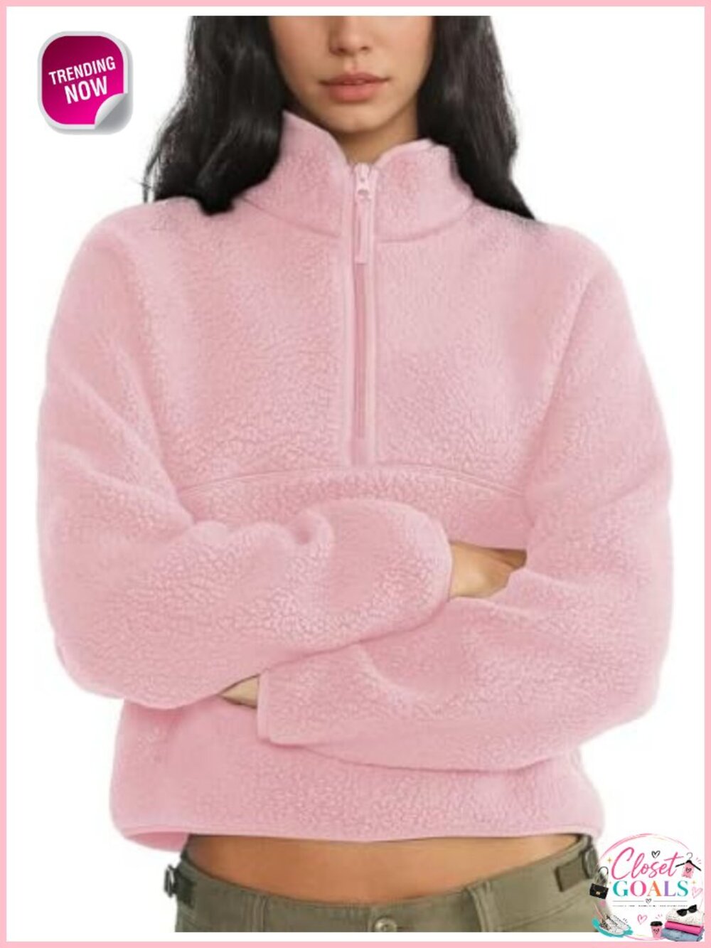 Women's Half Zip Fleece Sweatshirt Sherpa Pullover Oversized